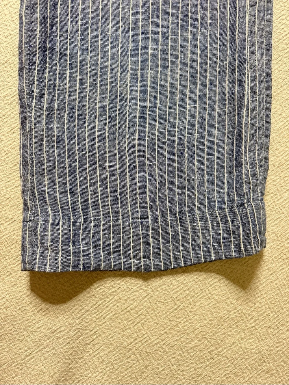 Quince 100% European Linen Wide Leg Pants S Chambray Blue Striped Coastal